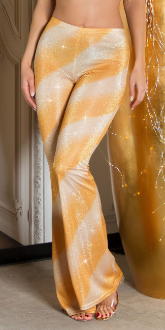 feest uitgaans flarred broek met glitter gradient goud